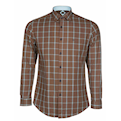  پیراهن مردانه چهارخانه - قهوه‌ای - نخ‌پنبه - آستین بلند