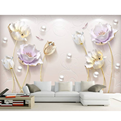  پوستر دیواری سه بعدی lod16431488 - طرح گل های برجسته بنفش طلایی