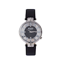  ساعت مچی زنانه مدل VSP490118 - بند چرم مشکی با صفحه مشکی نقره ای