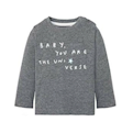  تی شرت آستین کوتاه نوزادی مدل YS001 - خاکستری با نوشته لاتین