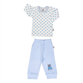  ست تی شرت و شلوار نوزادی پسرانه طرح ستاره آبی کد 04 - سفید و آبی