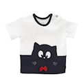  تی شرت آستین کوتاه پسرانه طرح گربه کد 017 - سفید مشکی