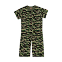 ست تی شرت و شلوارک راحتی پسرانه مدل2041108-49-سبز تیره-طرح ارتشی