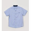  پیراهن پسرانه آستین کوتاه - آبی ساده - نخ‌پنبه - یقه دیپلمات