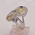  انگشتر نقره زنانه با دورنگ آبکاری طلا زرد و سفید