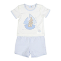  ست تی شرت و شلوارک نوزادی پسرانه مدل MA 160888 - سفید آبی روشن